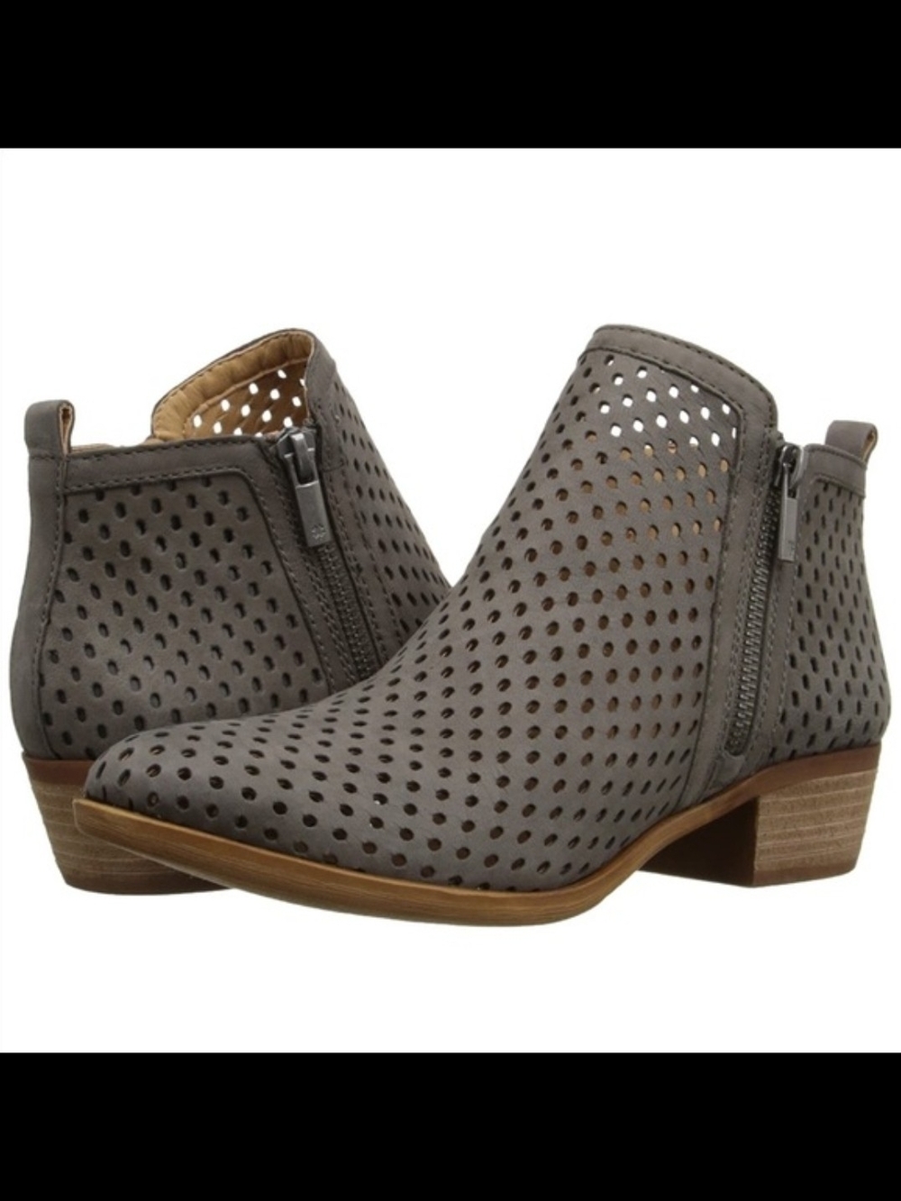 Lucky Brand Grey Perforated Ankle Booties